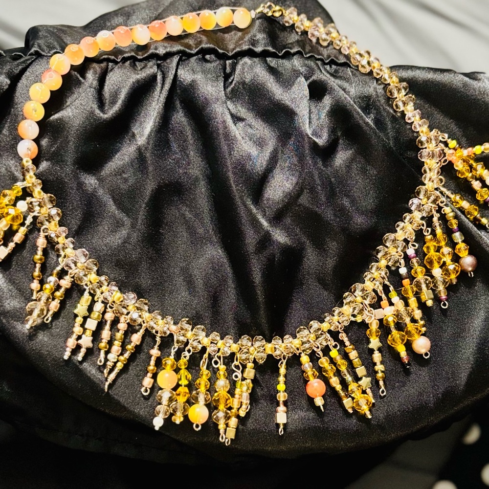 Elegant Gold and Orange Beaded Necklace